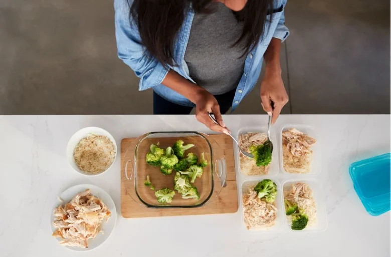 Meal prep with chicken and broccoli
