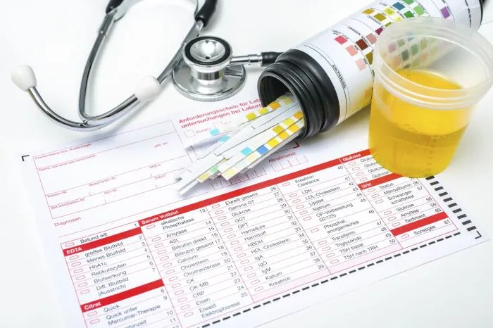 Urinalysis kit and stethoscope