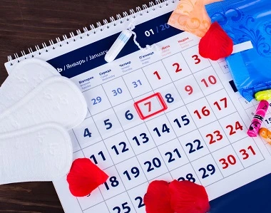 Calendar with heart decorations