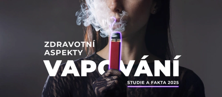 Person vaping with text overlay