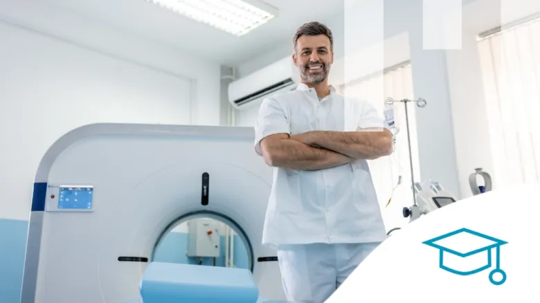 Radiologist with ct scanner